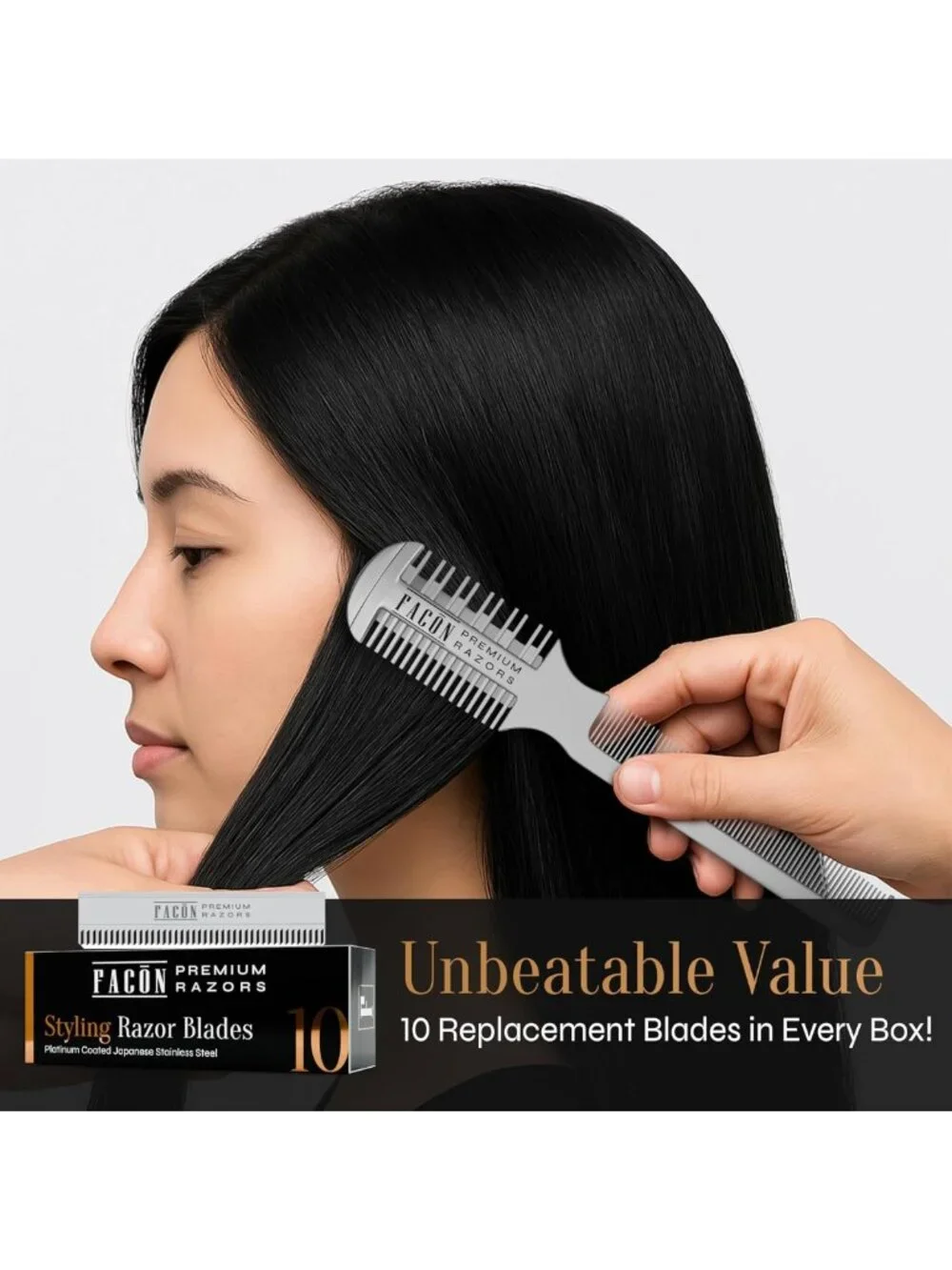 Professional Hair Cutting Razor Comb Kit - 12 Blades, Double Edge Shaper for
